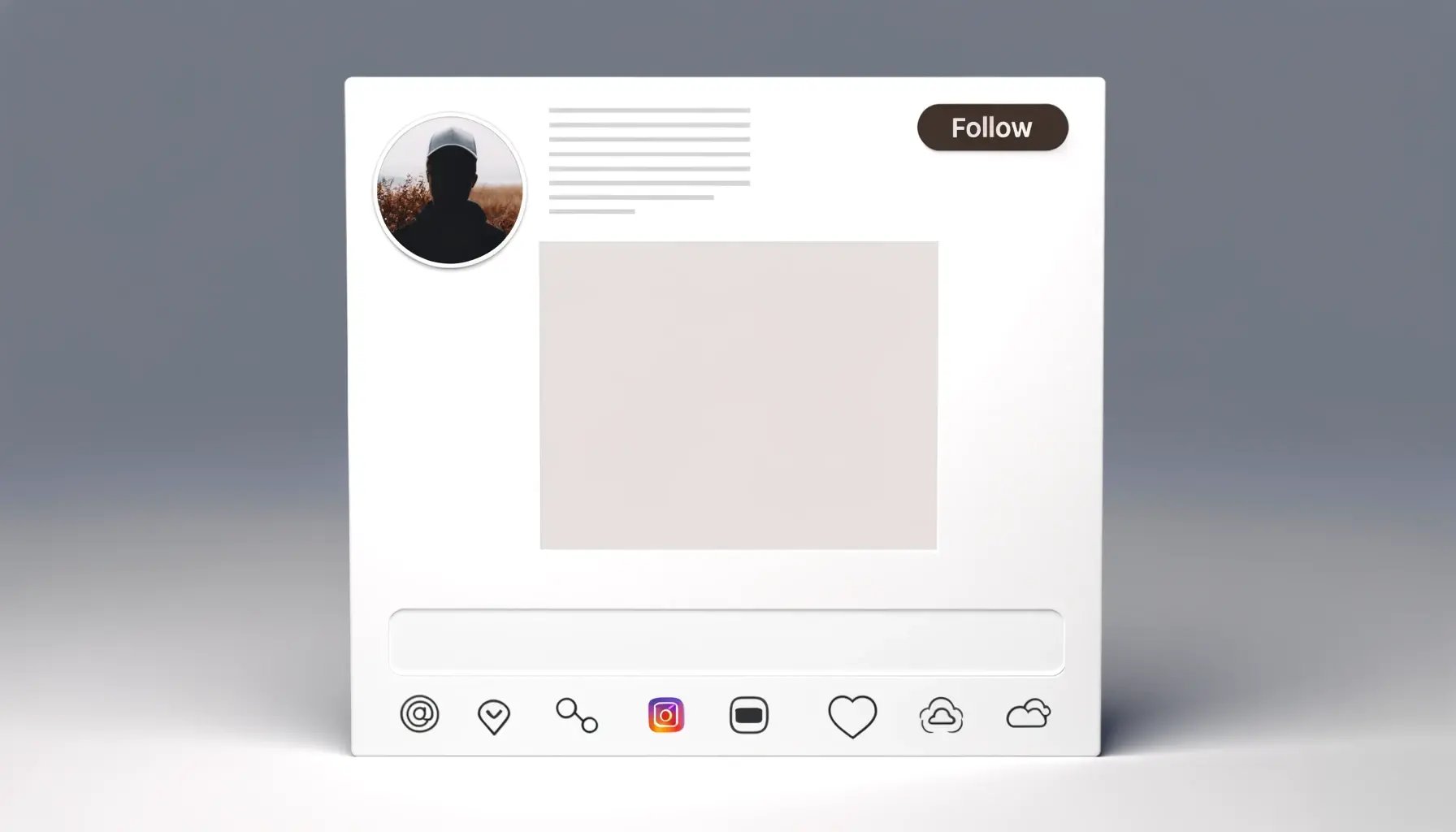 DALL·E 2024-06-10 10.59.54 - A minimalist style horizontal image resembling an Instagram interface. The image includes a profile picture in the top left corner, a username next to
